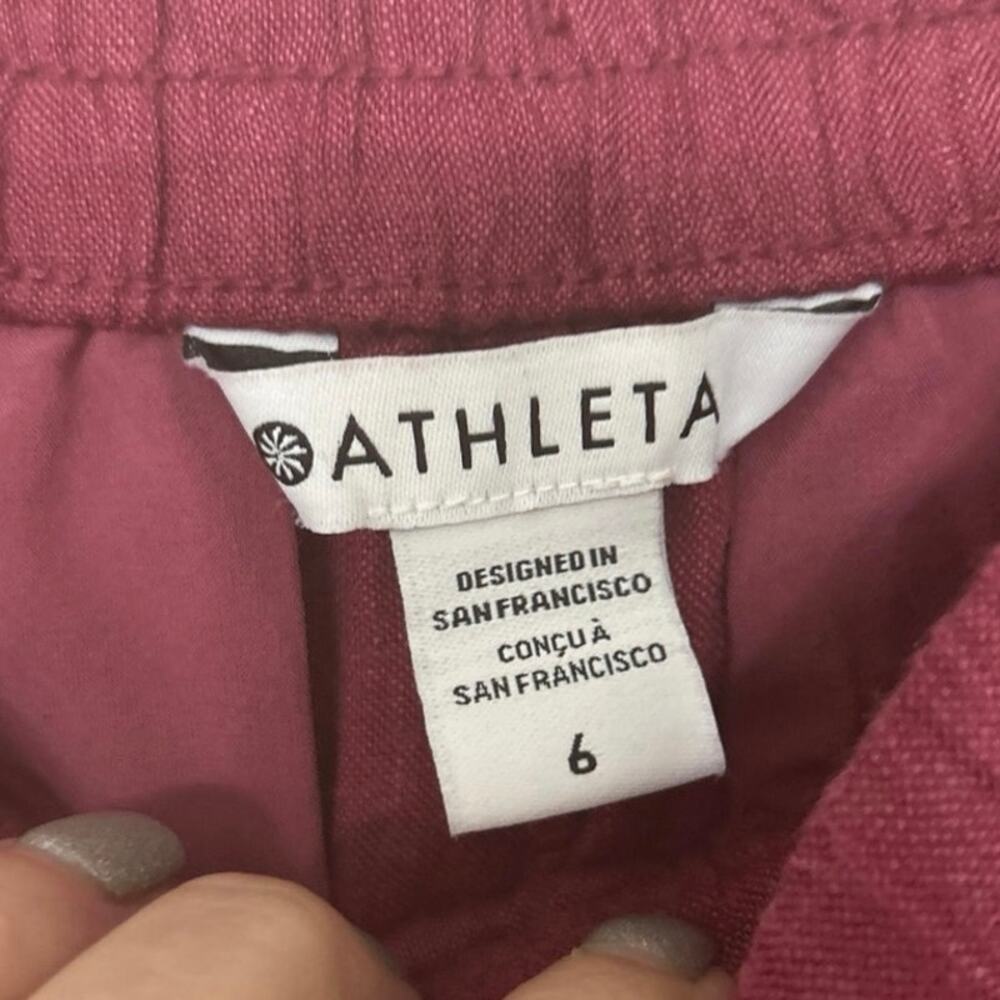 Athleta Retreat Linen Jogger Pants Coffeeberry 6 NWT Resort Vacation Summer - Picture 12 of 15